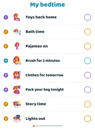 Bedtime chart: a printable page