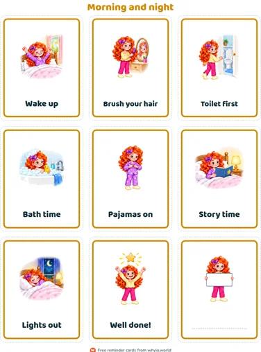 Morning and night: a page of reminder cards