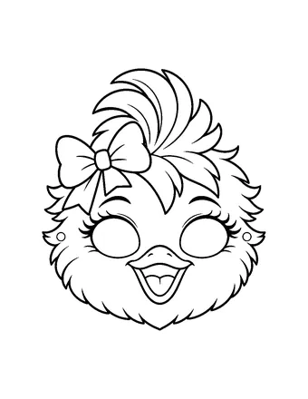 Bird mask, a black and white page to color