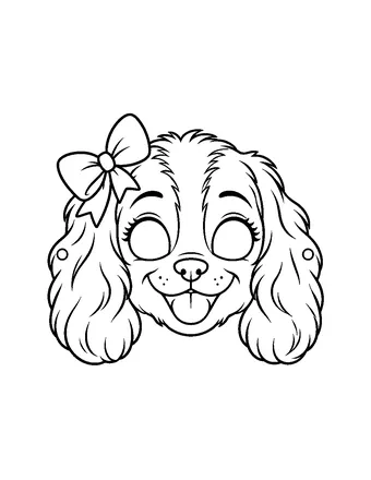 Puppy mask, a black and white page to color