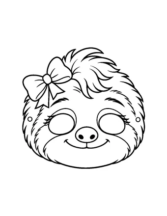 Sloth mask, a black and white page to color